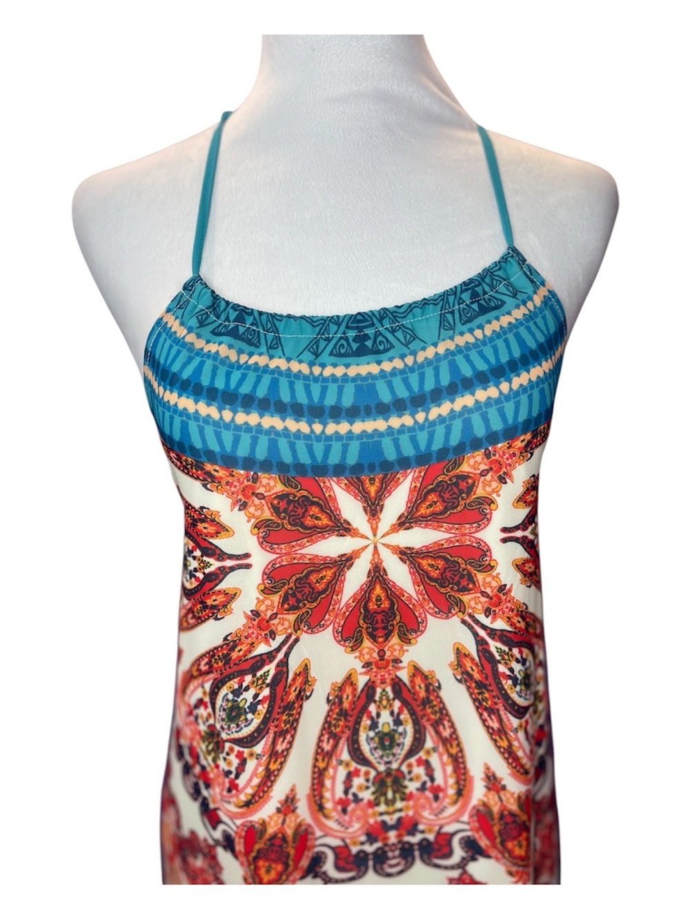 Flying Tomato Teal, Red & White Boho Maxi Dress - Picture 4 of 12